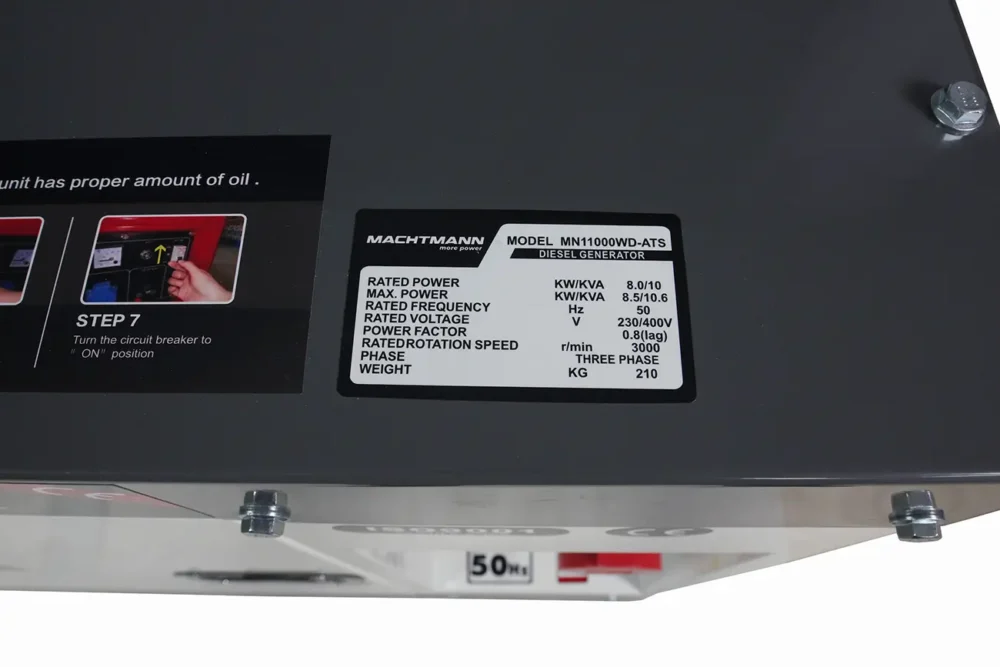 Agregat Prądotwórczy Diesel Machtmann 11000WD ATS 400V 10.6 kVA Trójfazowy