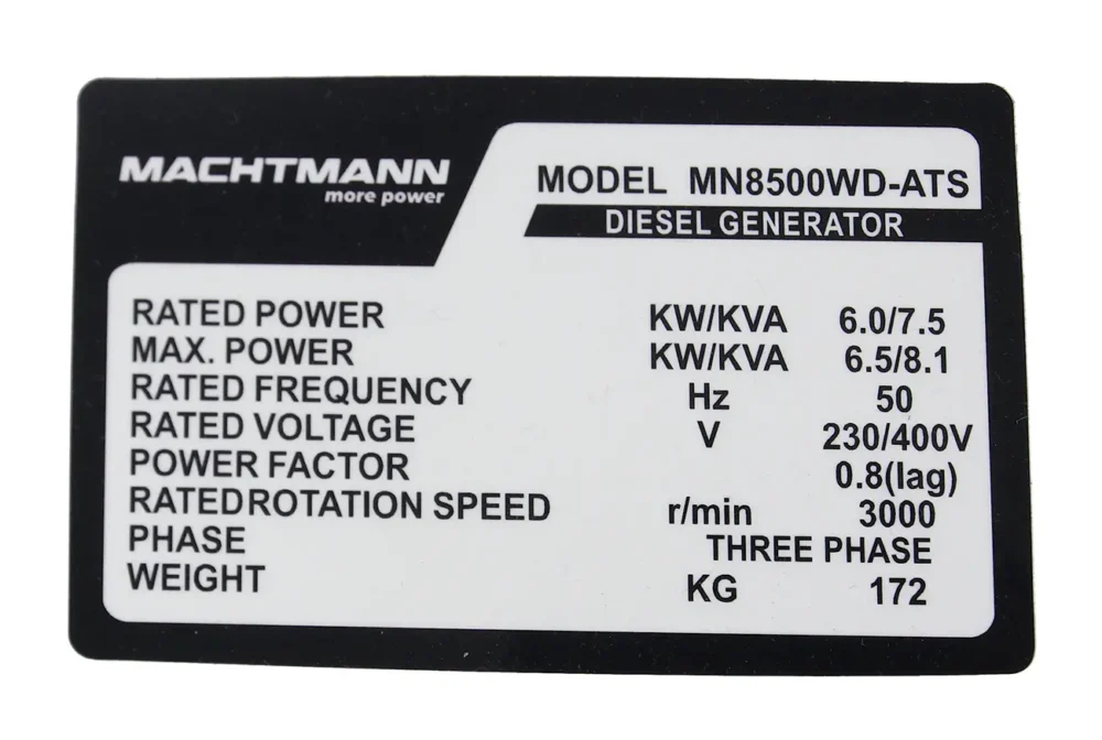 Agregat Prądotwórczy Diesel Machtmann 8500WD ATS 400V 8 kVA Trójfazowy